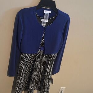 Bonnie Jean Royal Blue Bolero with Black & White Polka Dot Dress